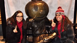 Cheridan and Katie chat with Brutus before the game. 