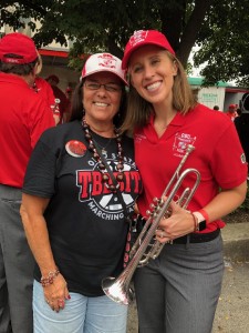 Proud Aunt B.J. with Niece and OSU Marching Band Alumnus Hannah Soboslai on Alumni Band Day 2019. 